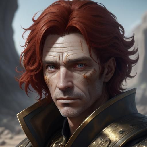 Red-Haired Scottish Warrior in Futuristic Armor