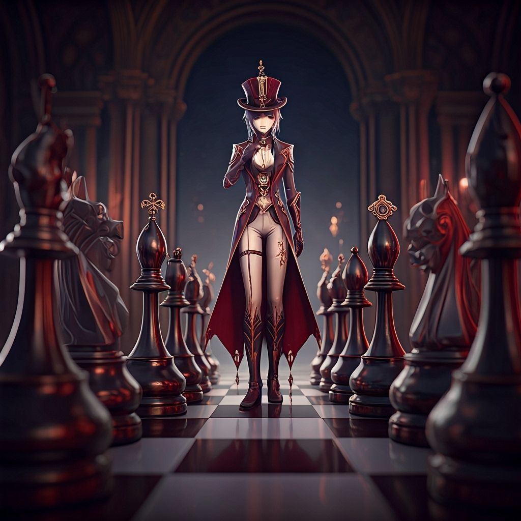 Masquerade Chess Pieces in 3D Anime Style