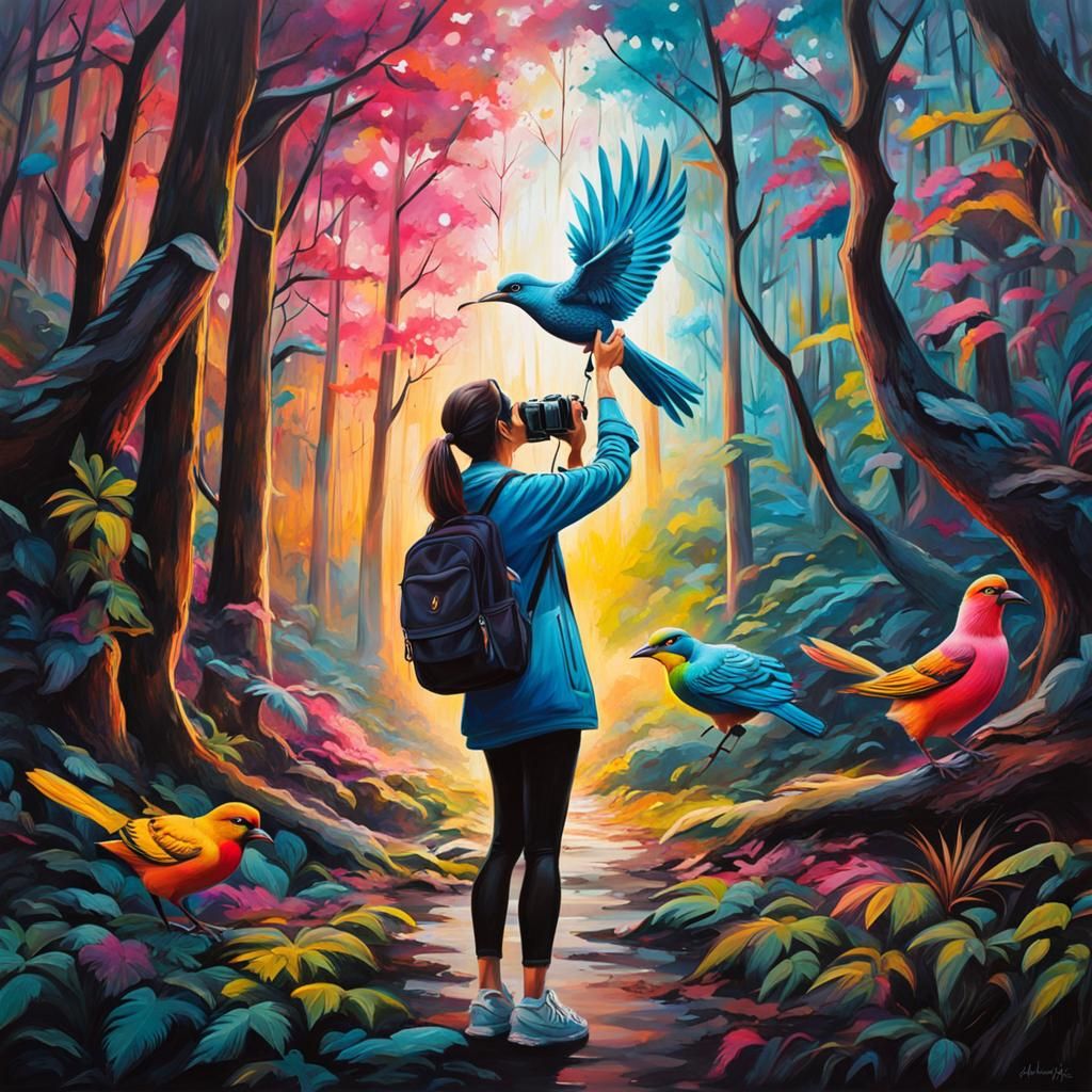 Woman and a bird