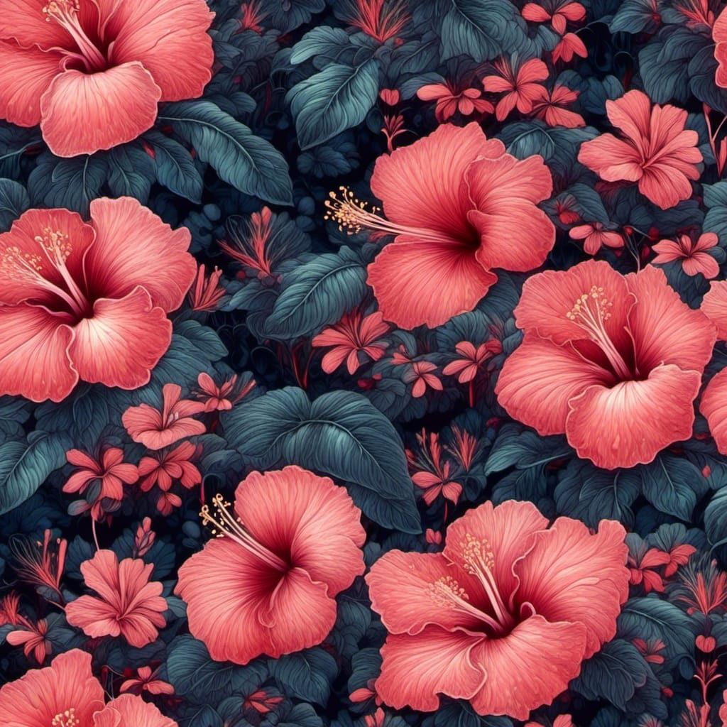 Hibiscus Flower in Artistic Mash-Up Style