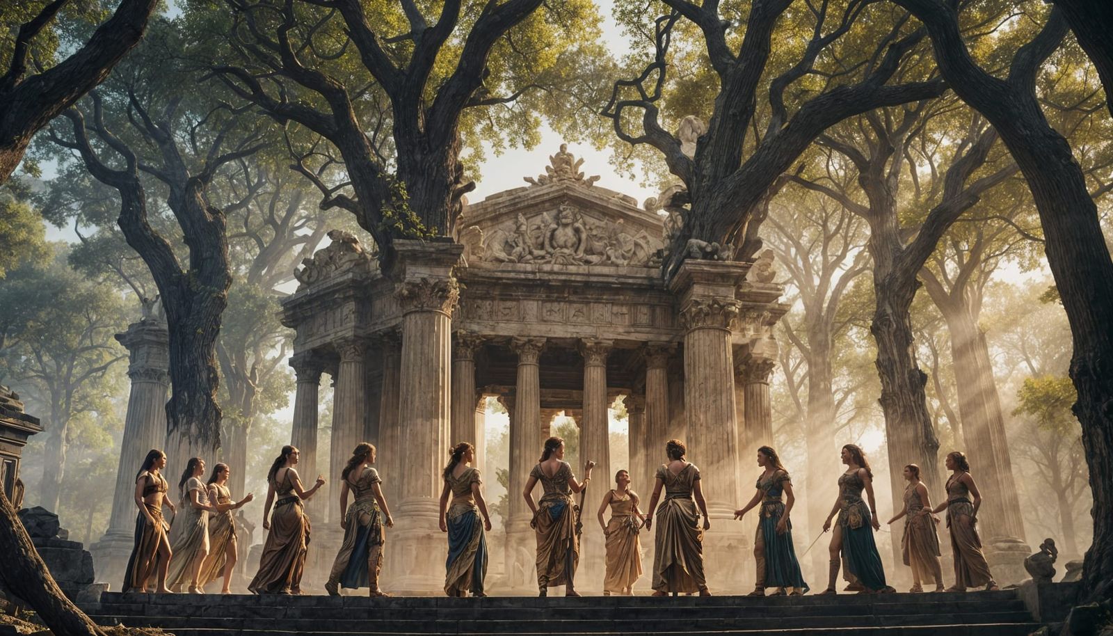 Greek Gods Argue on Mount Olympus in Renaissance Steampunk