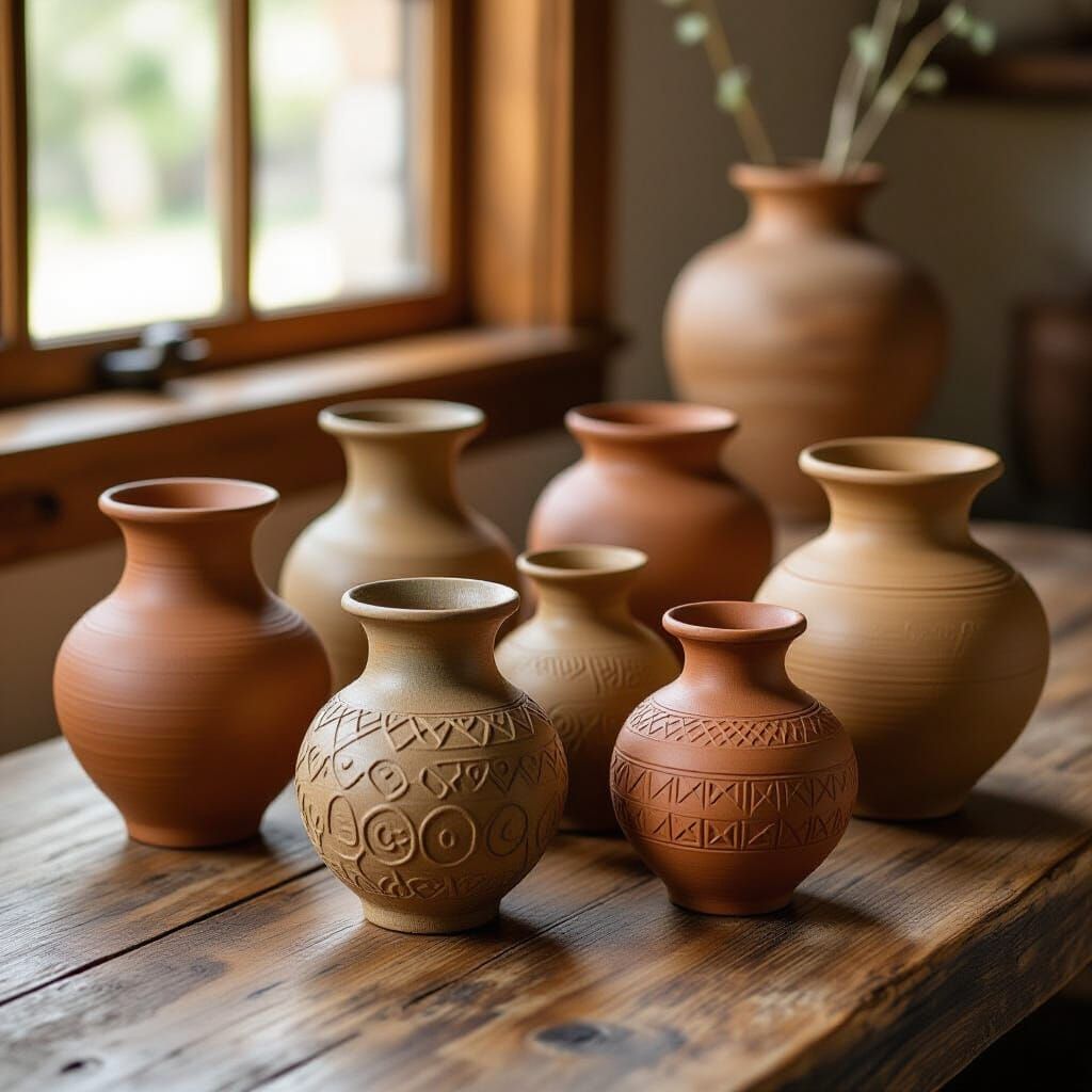 Earthy Clay Tubes with Intricate Ceramic Textures