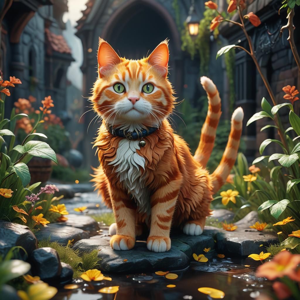 Detailed Matte Painting of a Cute Ginger Cat