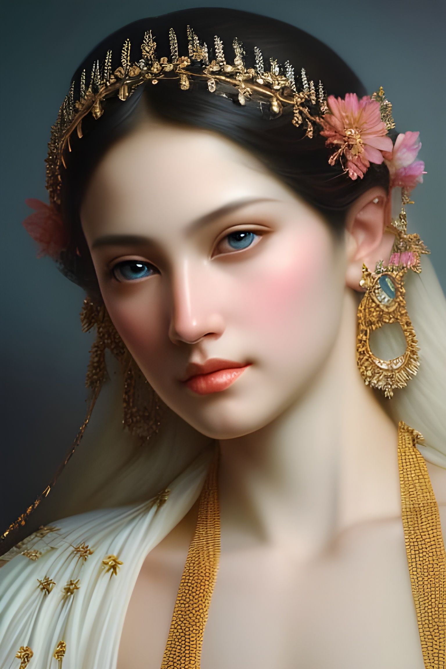 Detailed Goddess Portrait in Hyperrealistic Style