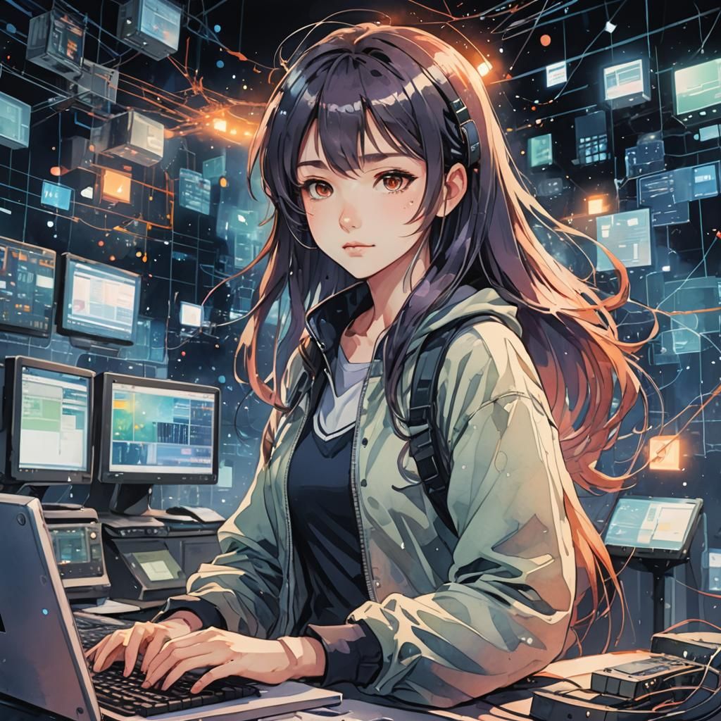 Girl in Cyberspace: Watercolor Anime Masterpiece