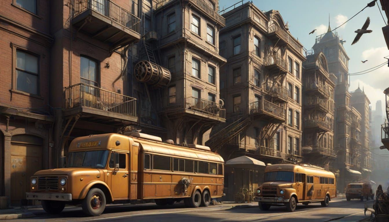 Steampunk City's Alleyway Delights in Brass and Gearwork