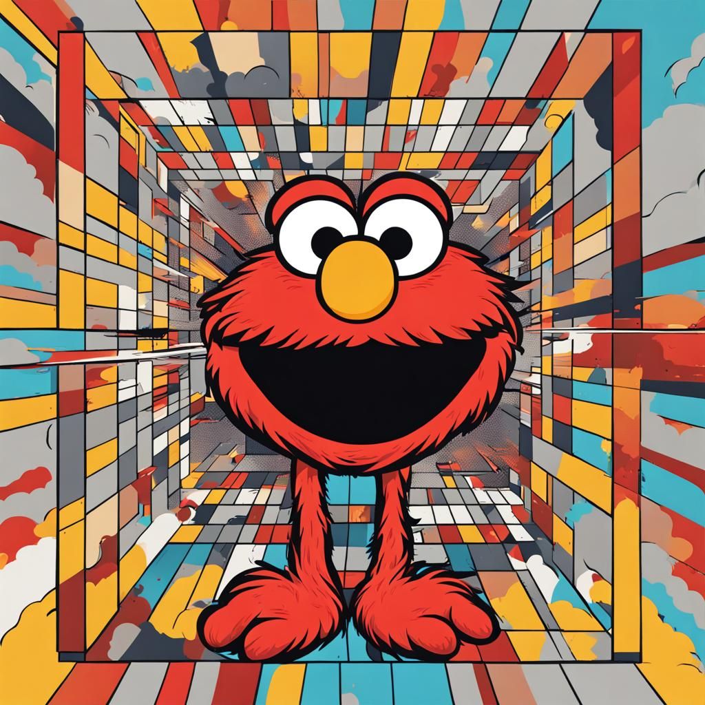 Elmo Goes Ballistic: Pop Art Screen Print