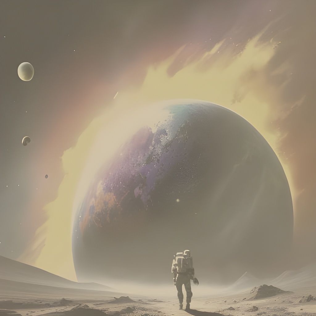 Atompunk Astronaut Plants Kansas Flag on Alien World