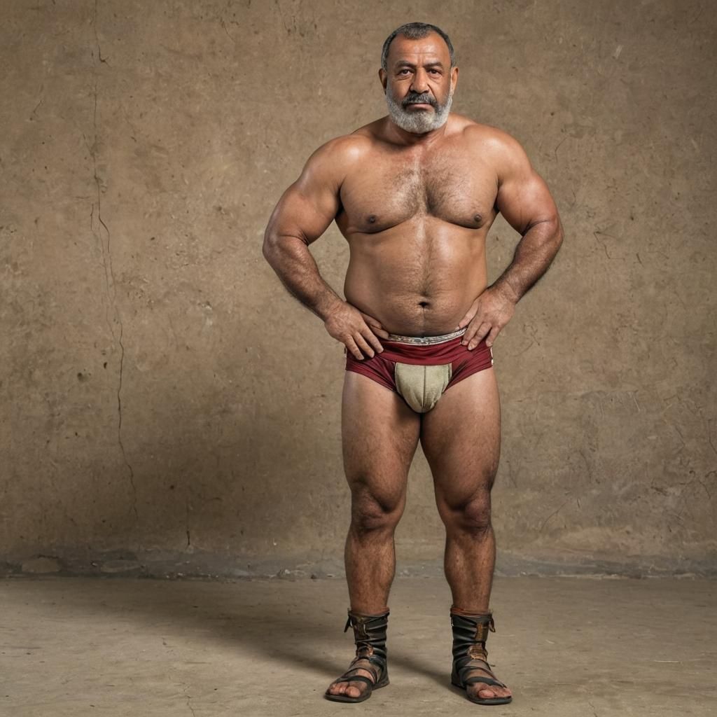 Egyptian Wrestler Poses Defiantly in the Ring