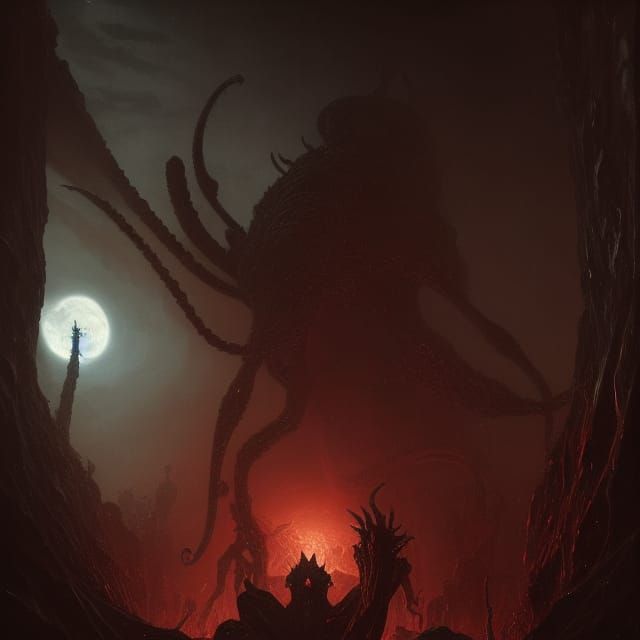 Horrific Crawling Chaos in Astral Illustration