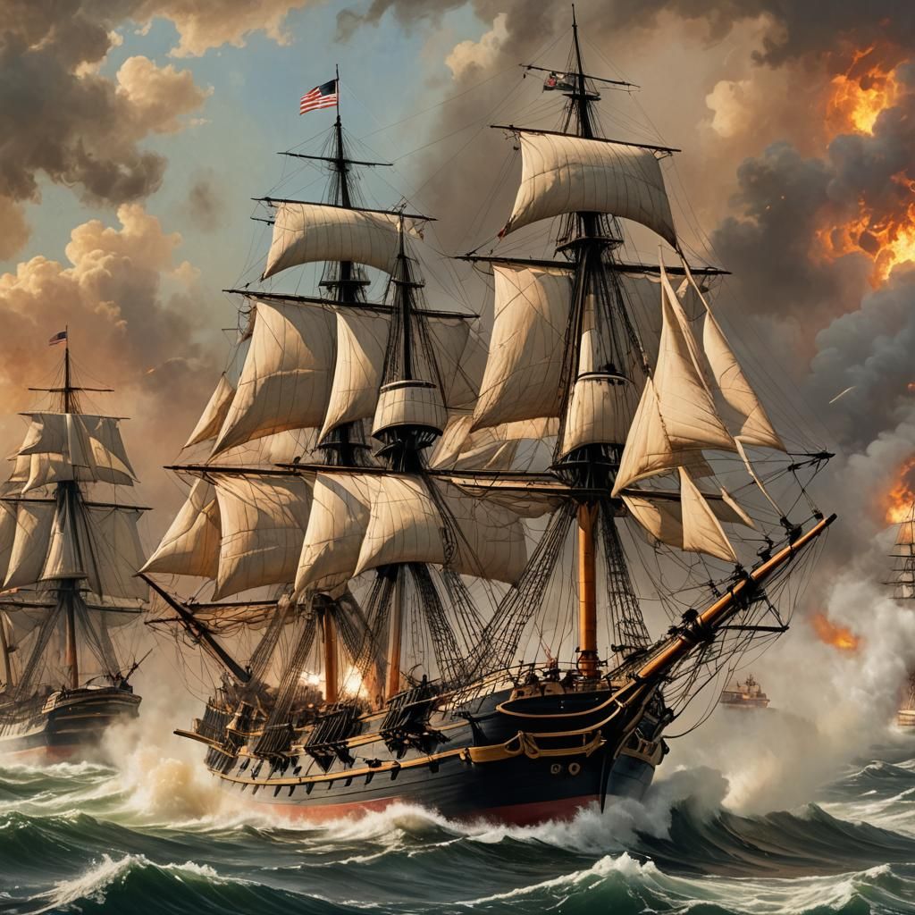 USS Constitution in Naval Battle: Maritime Art