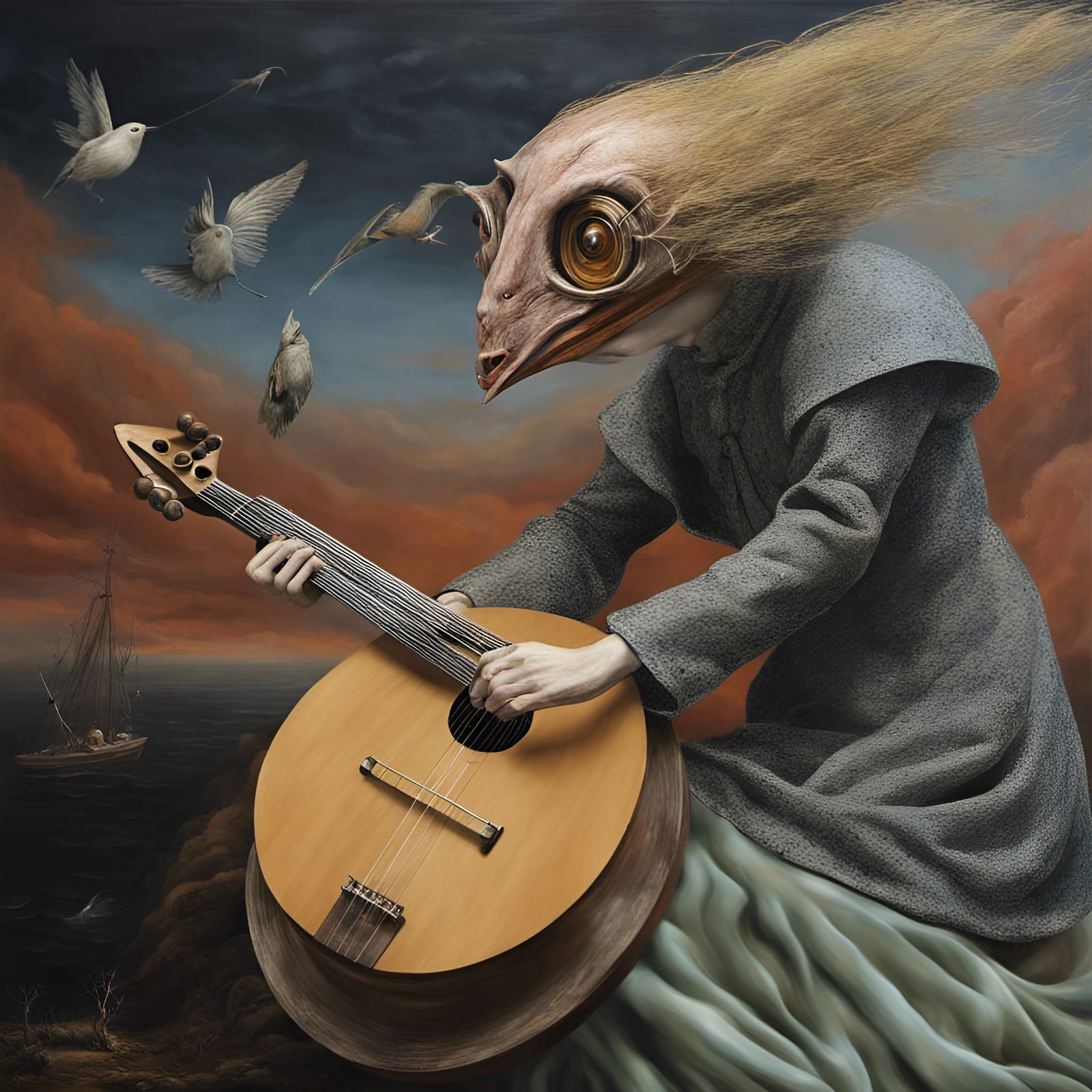 Surreal Biological Forms in Magical Realism Style