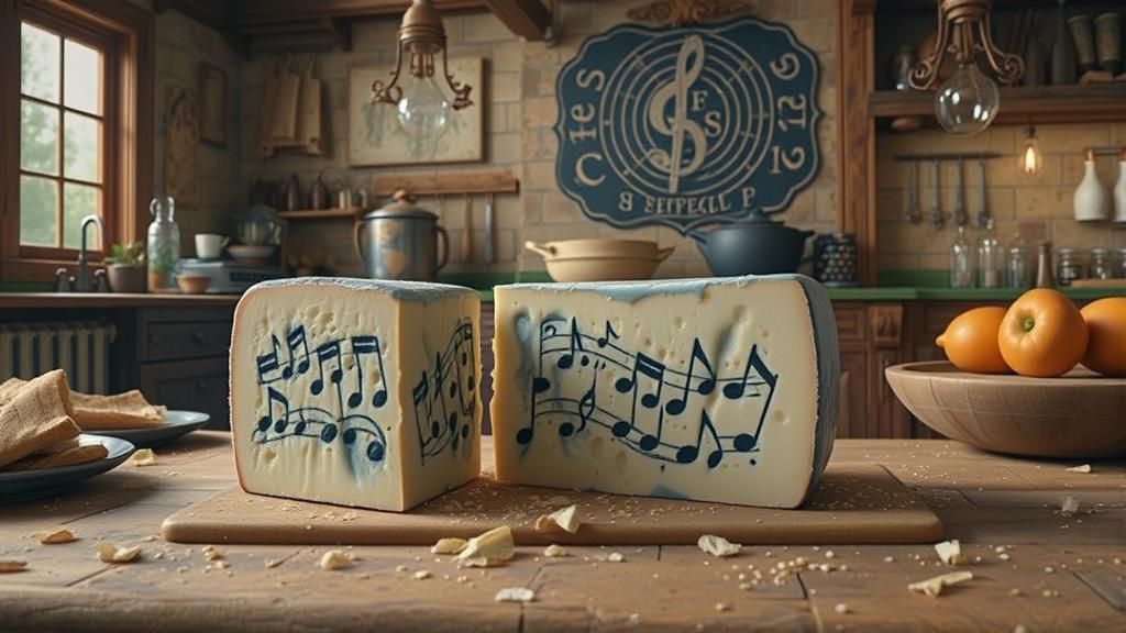 Stilton Cheese Cross-Section with Musical Note Mold