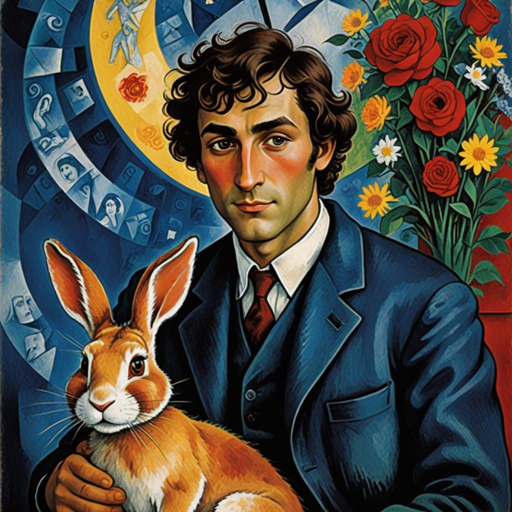 Rabbit Movie Poster Reimagined by Chagall & Modigliani Style...
