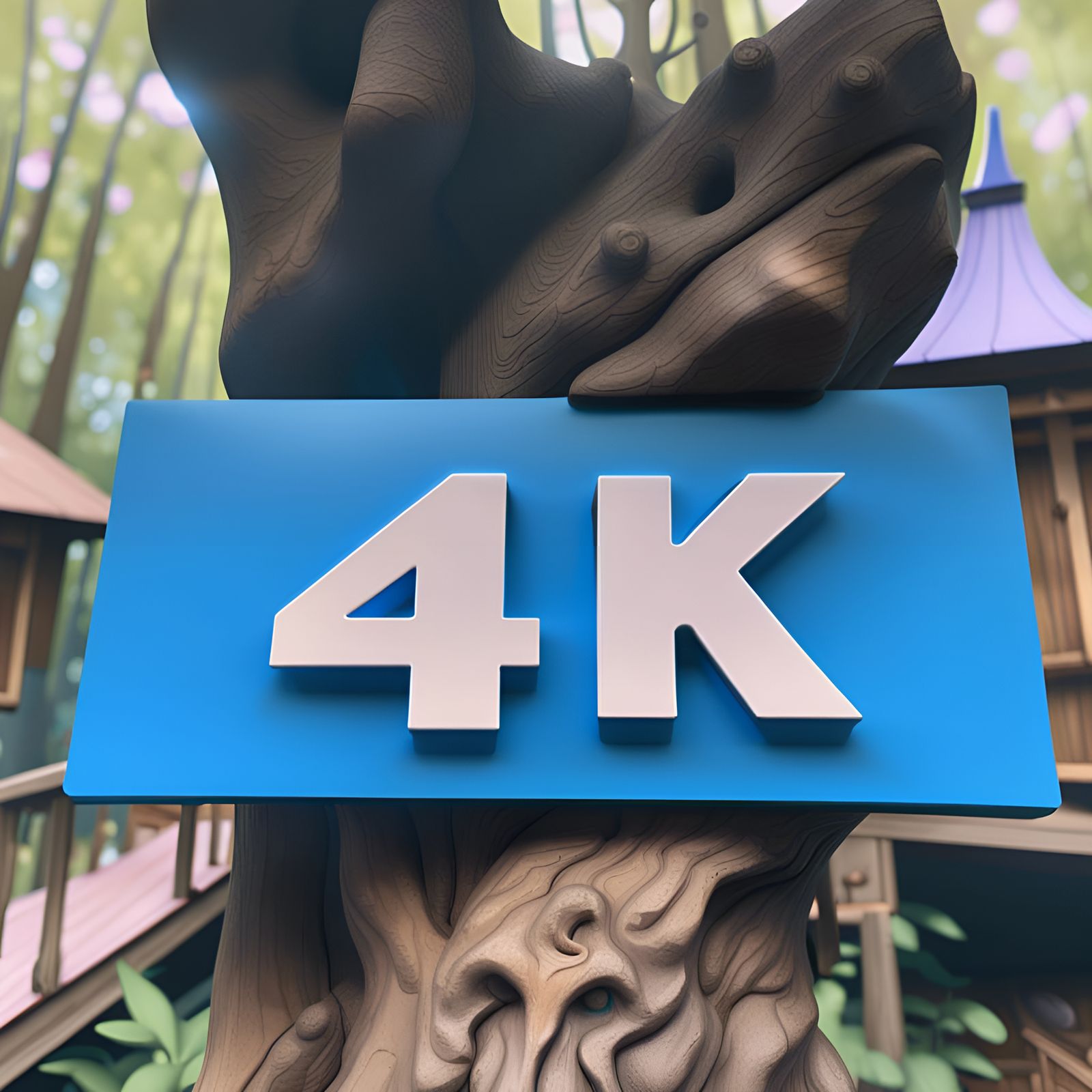 Blue Mushroom Mansion with 4K Sign
