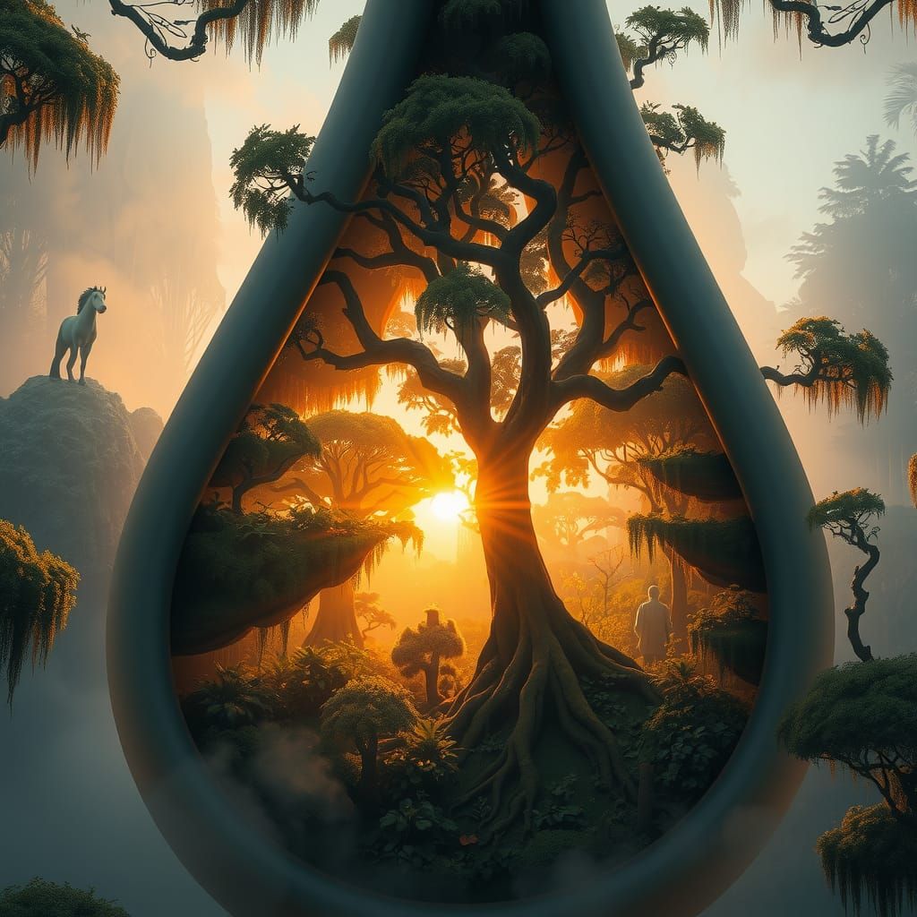 Forest in Teardrop at Sunset: Impressionistic Landscape