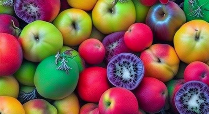 Basket of mutated fruits appearing to be from a different un...