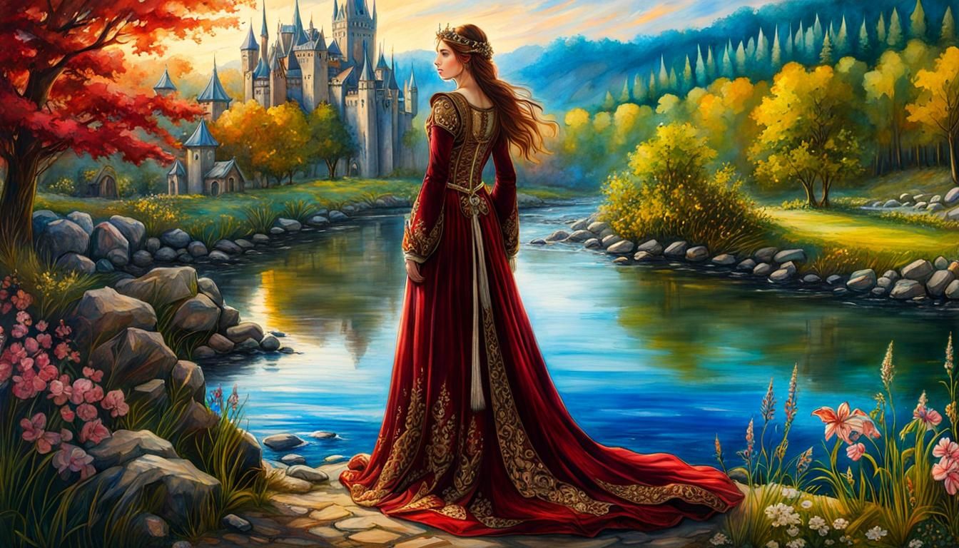 Medieval princess by the river