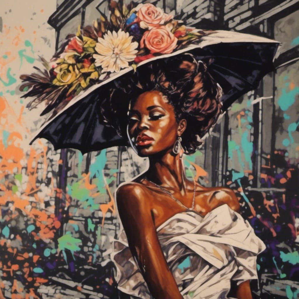 Elegant Woman with Parasol in Classic Style