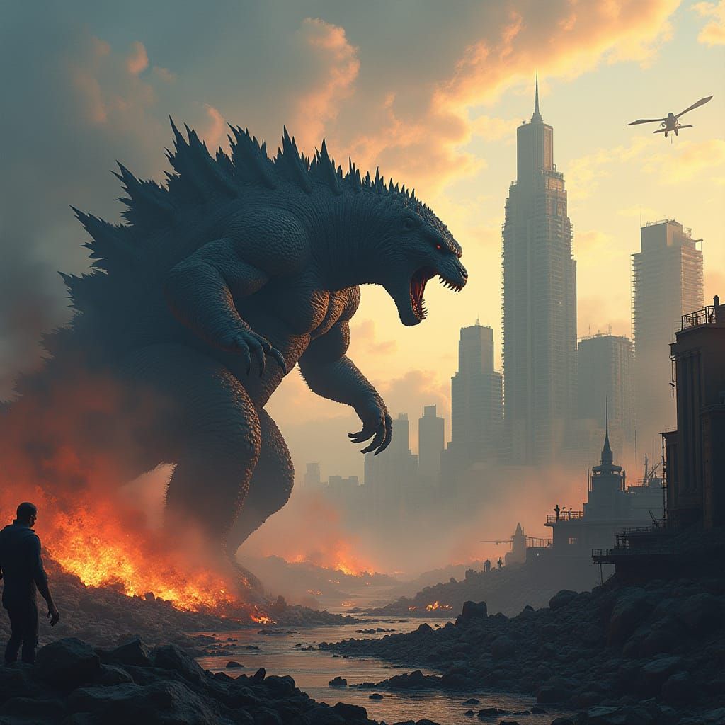 Godzilla and King Kong Epic Battle Concept Art
