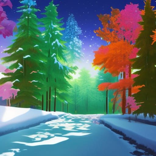 Magical Four Seasons Landscape: Fantasy Concept Art