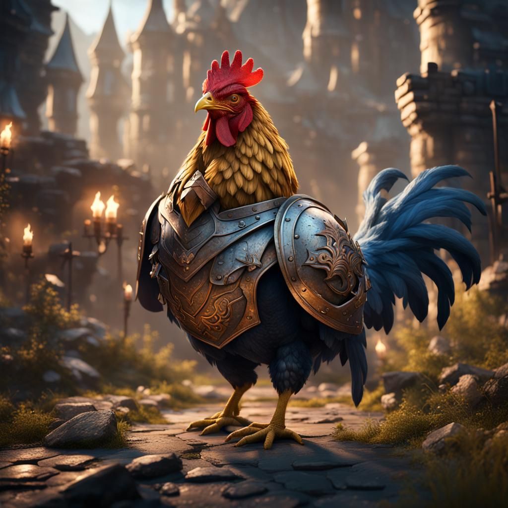 Chicken Knight in Detailed Matte Painting