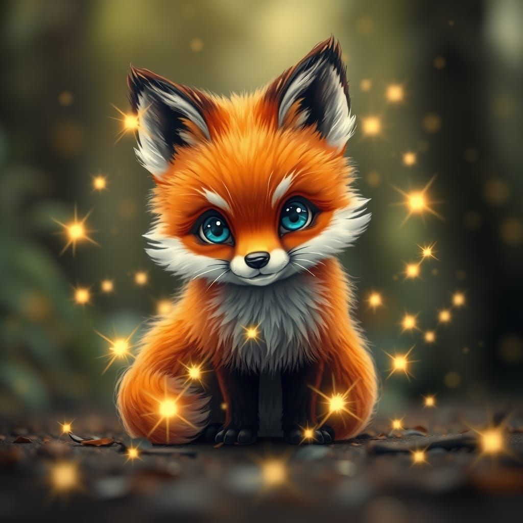 Adorable Vermillion Fox with Golden Sparks