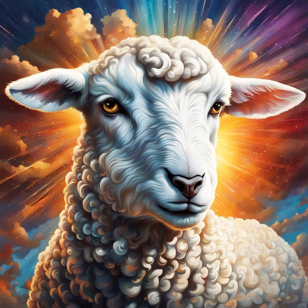 Hyperrealistic Lamb of God in Heaven