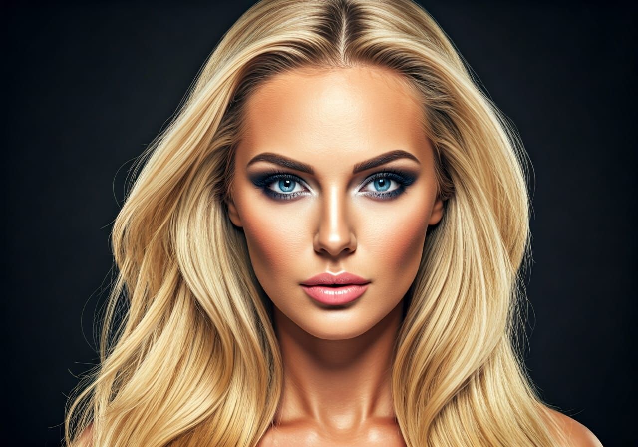 Gorgeous Blonde Woman Portrait with Bokeh Effect