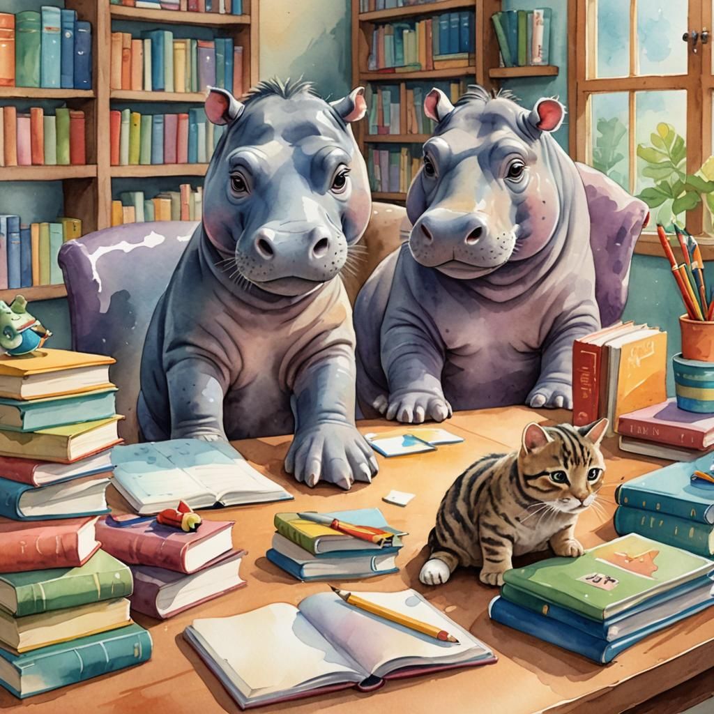 Whimsical Animals in Watercolor Classroom Illustration