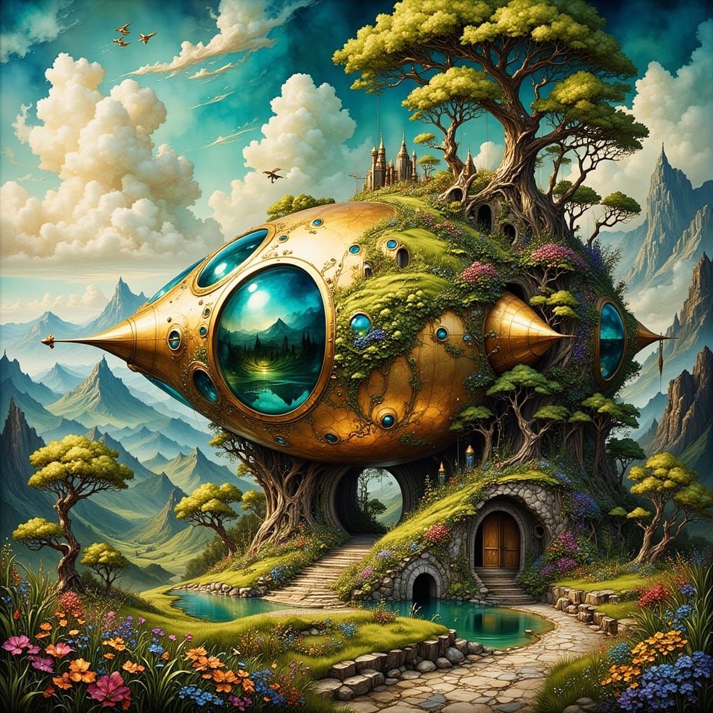 Surreal Earthship: Nature and Technology in Harmony