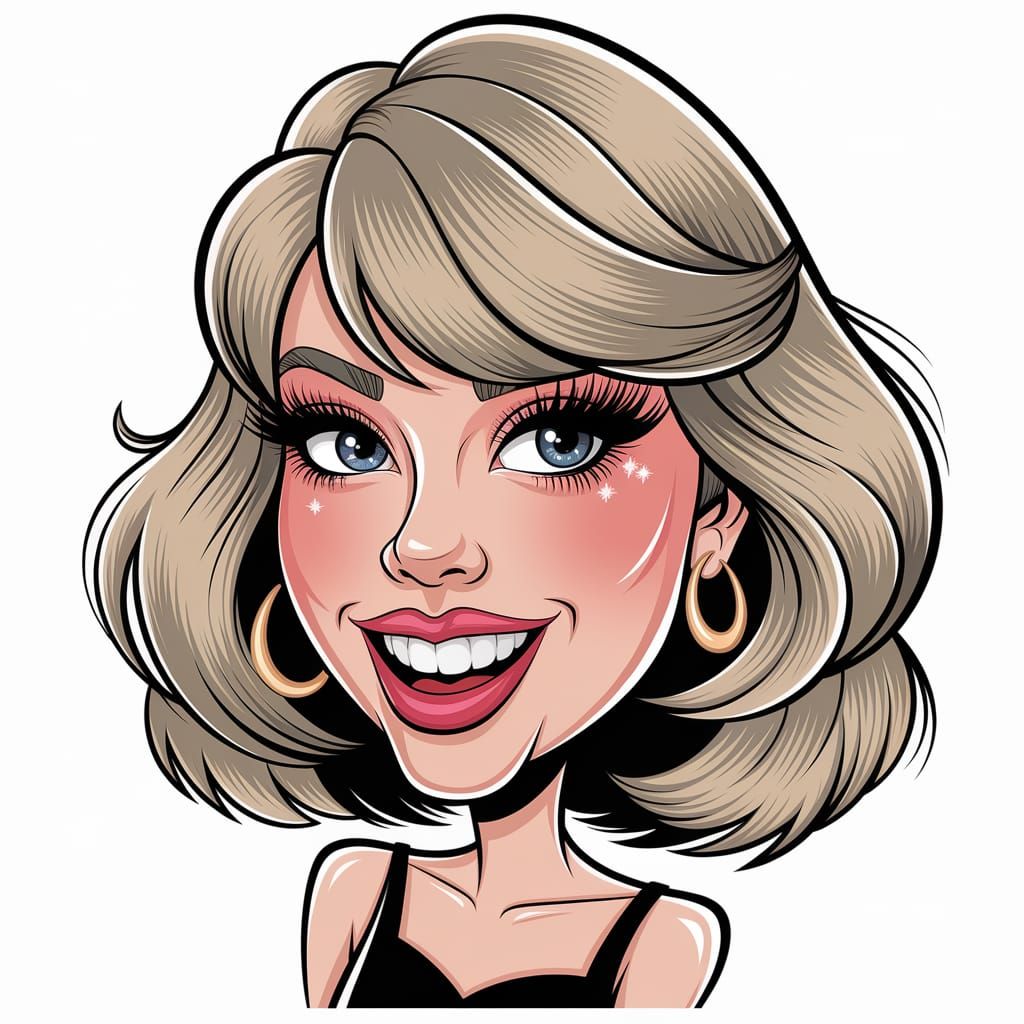 Lively Cartoon Caricature of Taylor Swift