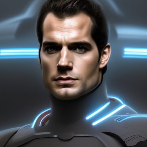 Henry Cavill in Tron Suit: Sci-Fi Portrait
