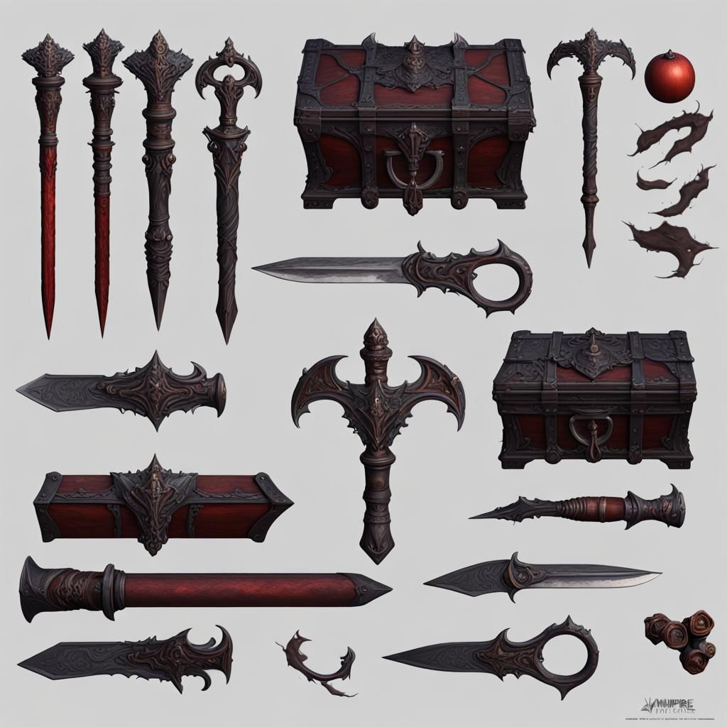 Dark Fantasy Vampire Hunter Toolkit Concept Art