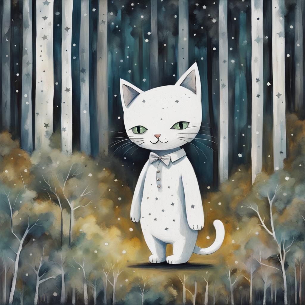 Abstract Cat Toy Walking in Forest