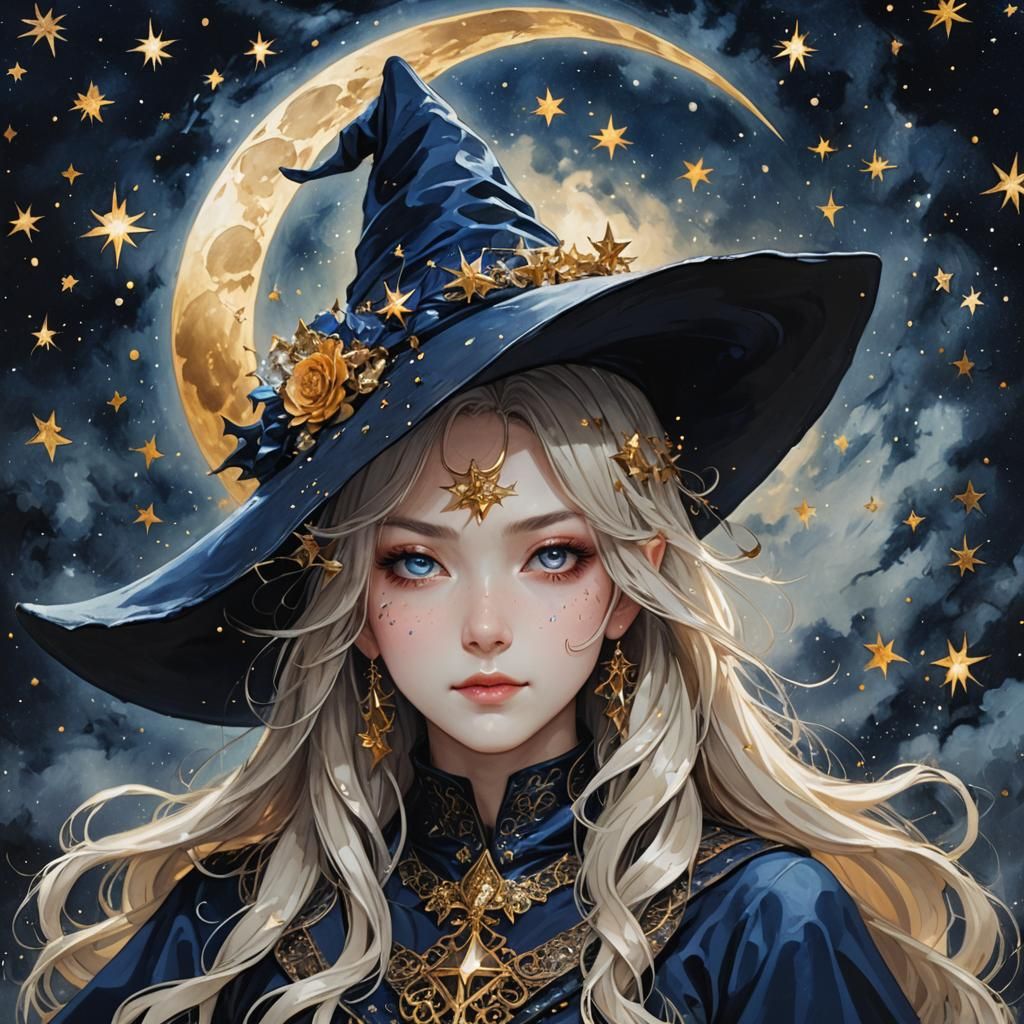 Magic Moon Witch Portrait in Hyperrealism