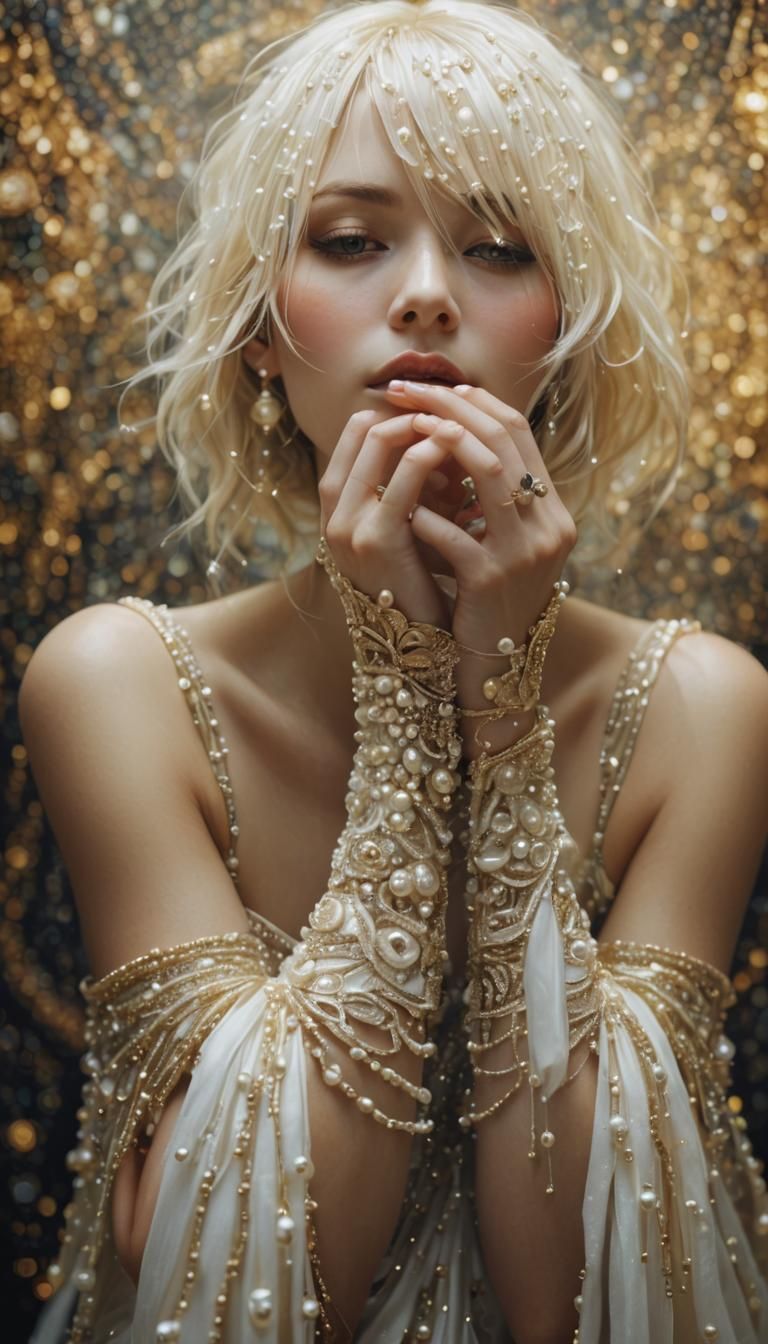 Pearl Beads Macro Photography: Intricate Sparkle