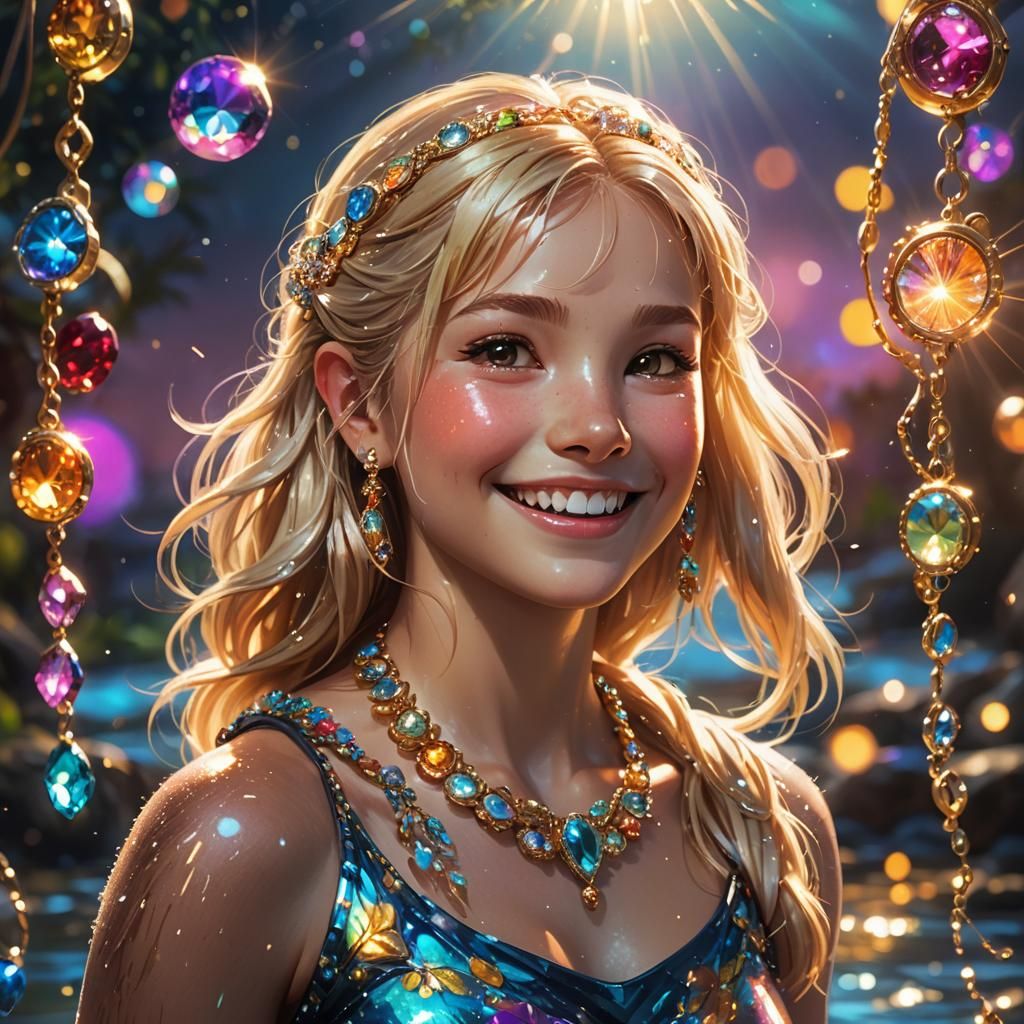 Blonde Otter with Jewelry in Anime Style