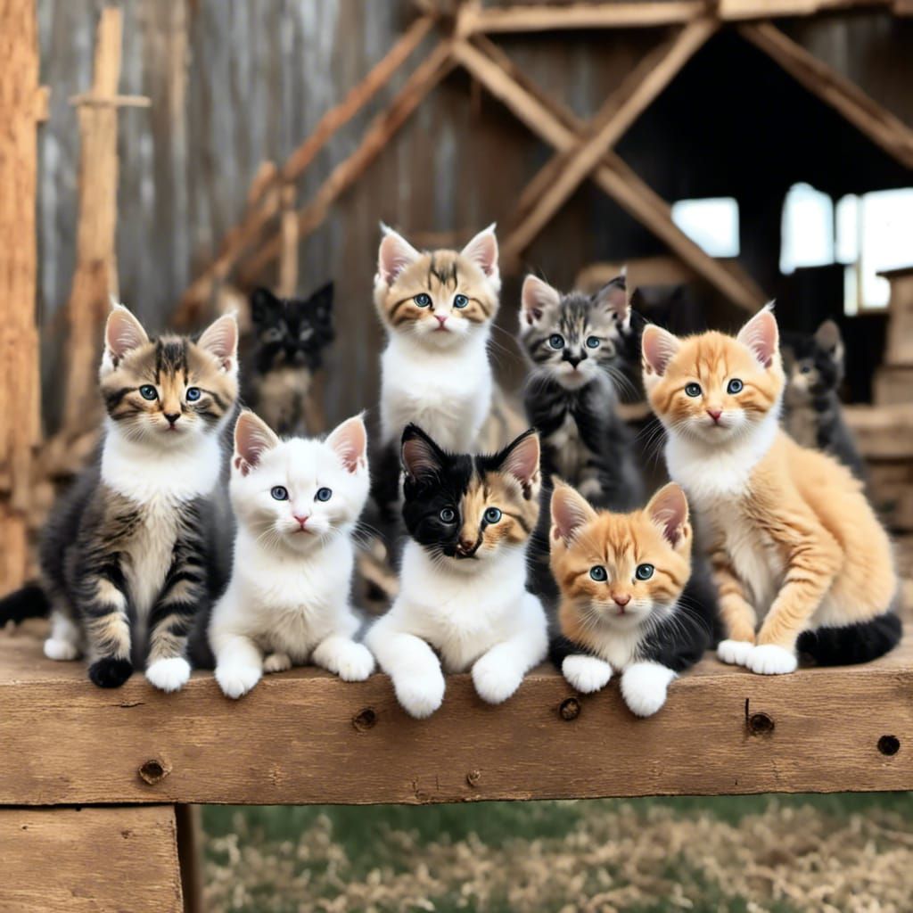 Detailed Barn Cats Digital Painting in 8K