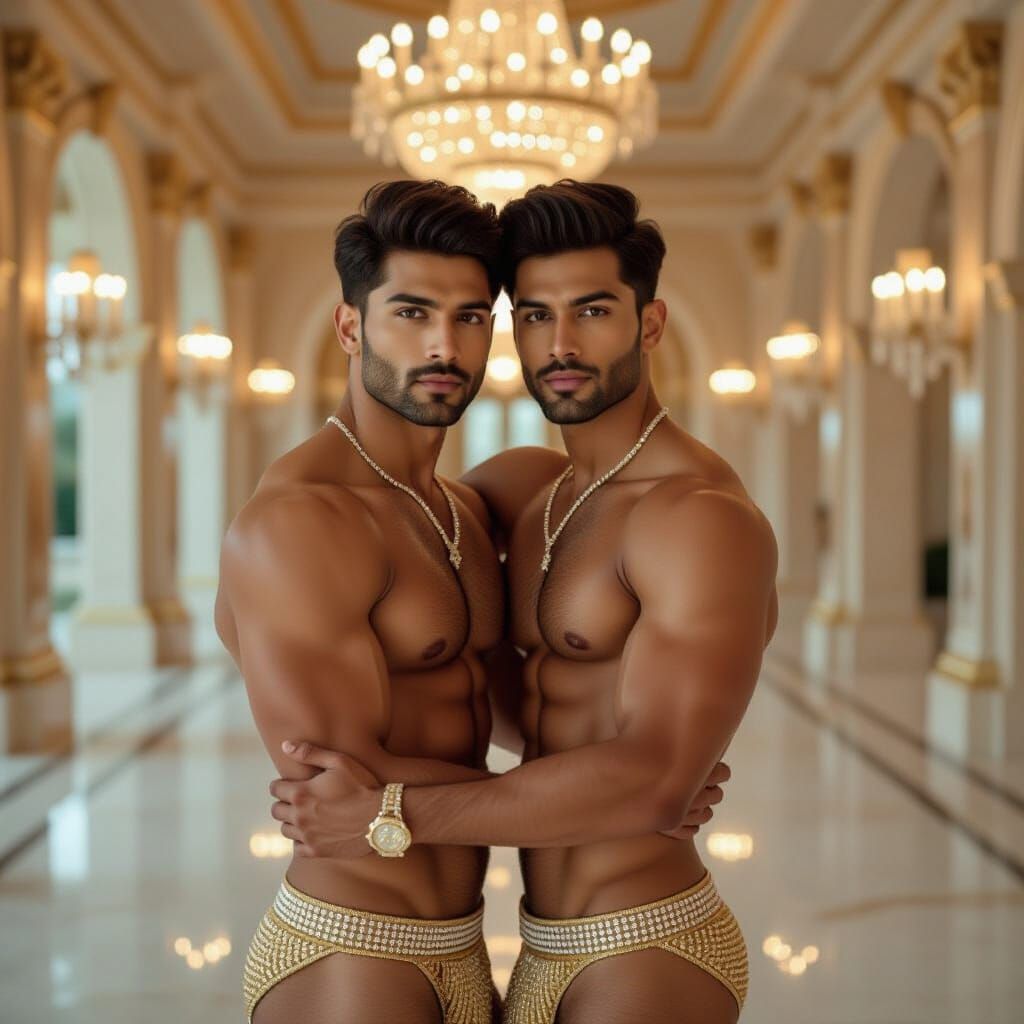 Romantic Embrace in Opulent Palace, Photorealistic Style