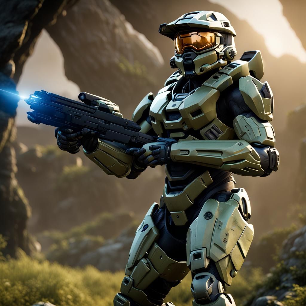 Master Chief in 3D Game Cinematic Style