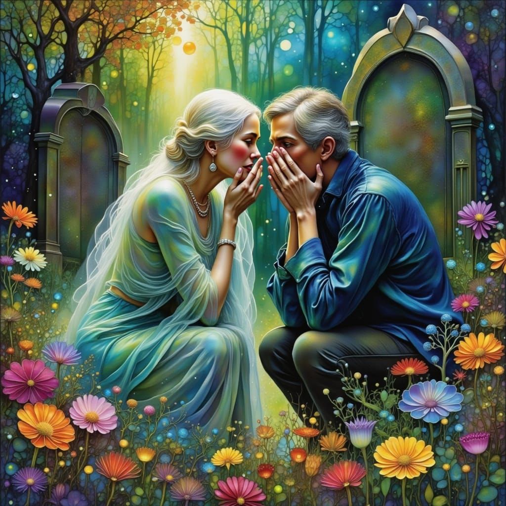 Ethereal Ghost Mother Comforts Grieving Son