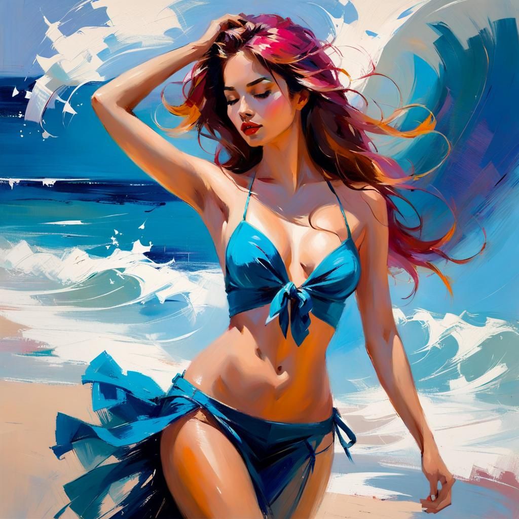 Tropical Mermaid Portrait in Asencio Style