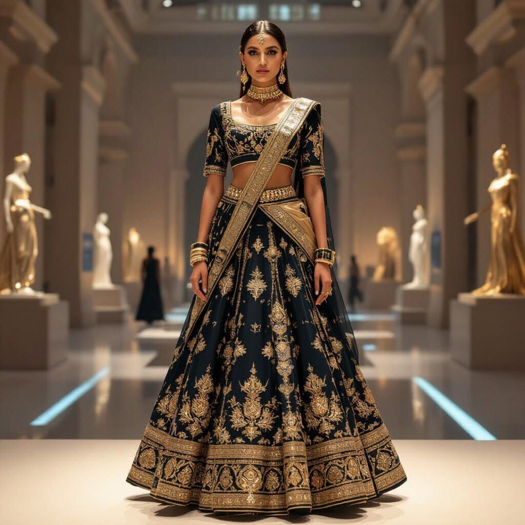 Futuristic Lehenga with Smart Fabric in Hyperrealism