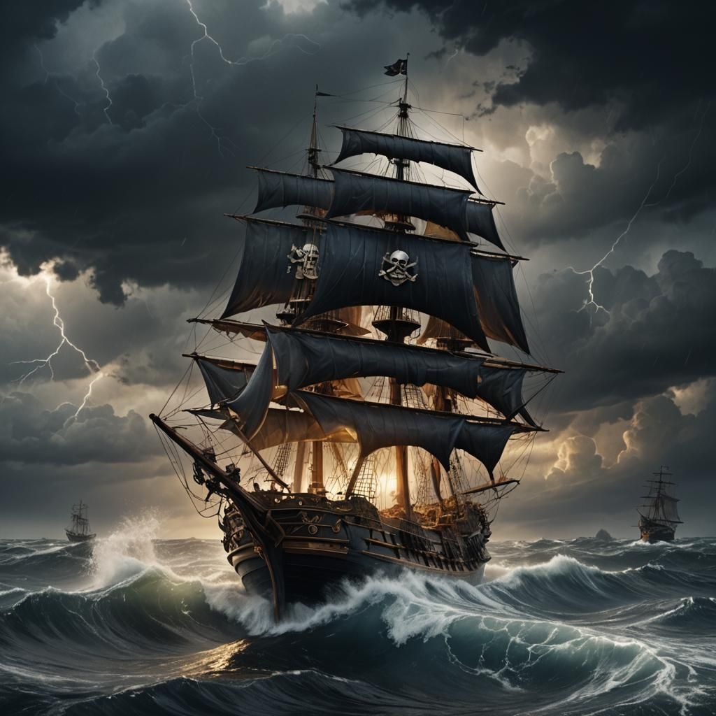 Stormy Seas: A Fantastical Pirate Ship