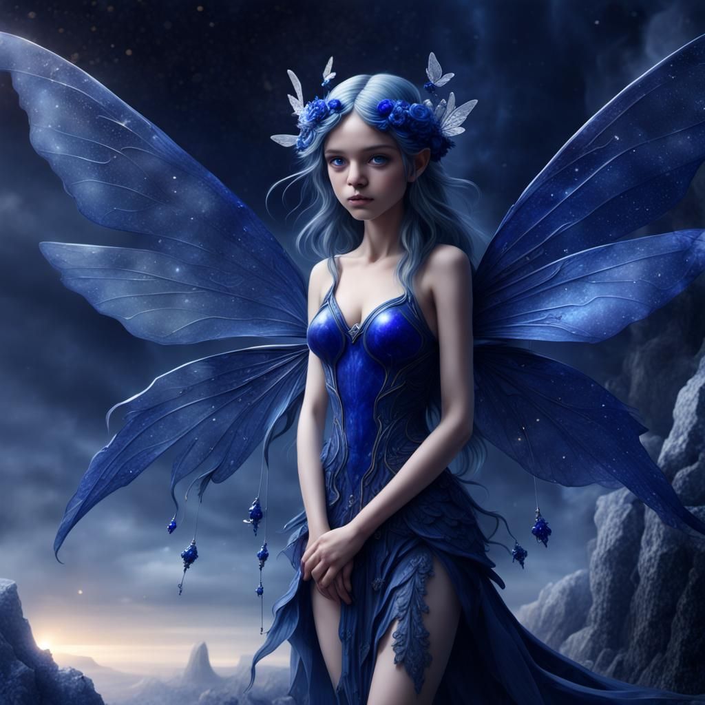 Lapis Lazuli Crystal Fairy in Digital Painting