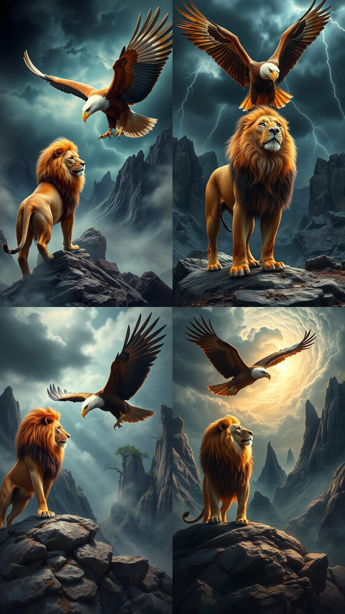 Lion and Eagle Standoff in Ethereal Fantasy Style