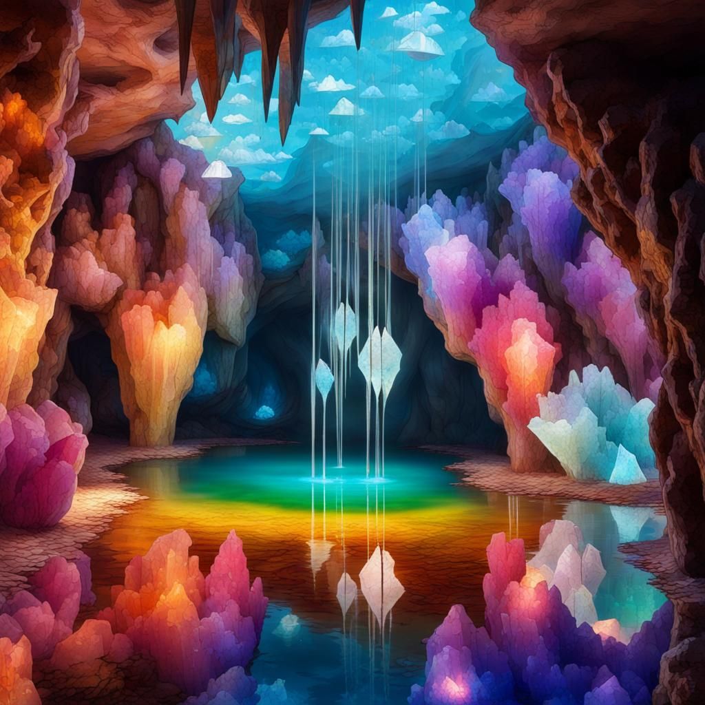 Colorful Crystal Cave with Giant Crystals