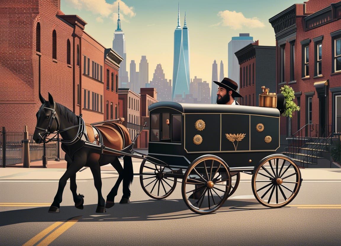 Amish Hipster Rides Buggy Through Brooklyn