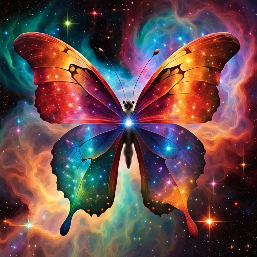 Cosmic Butterfly Nebula in Vibrant Colors